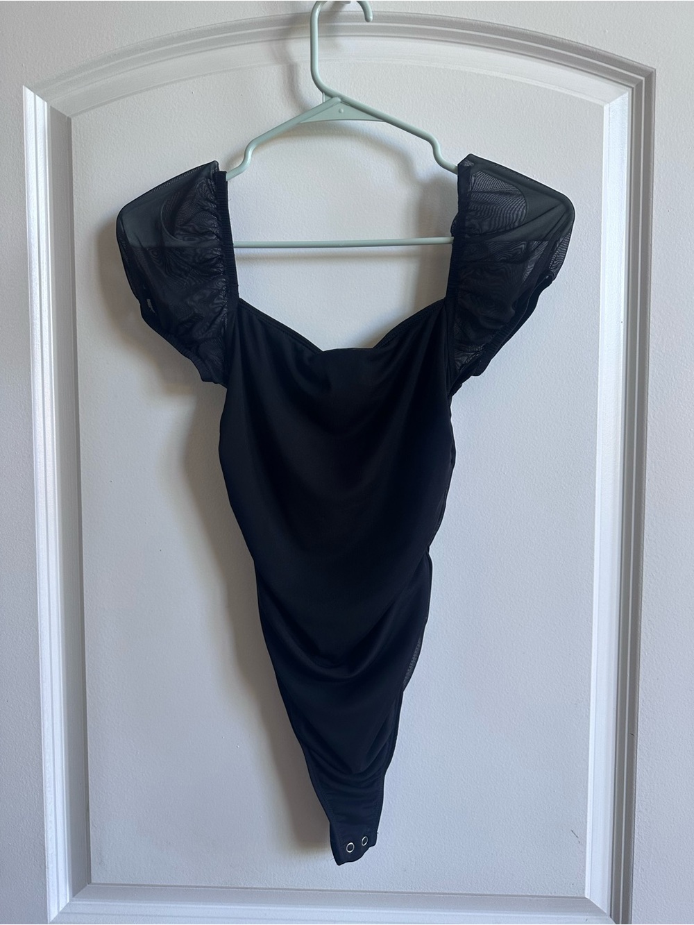 Black Bodysuit with Puff Sleeves